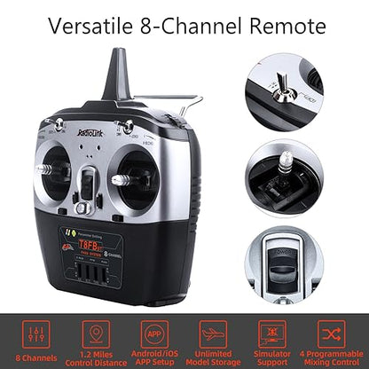Radiolink T8FB 8 Channels 2.4GHz RC Remote Transmitter and R8EF Receiver | APP Setup 8CH Radio Controller Long Range for RC Airplane Aircraft Boat Car and More(Mode 2)