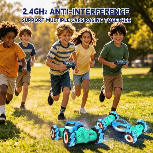 Remote Control Car - RC Drift Car Gesture Sensing Toy Boy Age 6-8-12 Gifts | Gesture Sensing RC Stunt Car for Kids Toys 6 7 8 9 10 11 12 Year Old Boy Birthday Christmas Presents with Lights Music - color: Light Blue