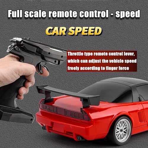 1:18 NSX Model LD1803 RC Drift Car 1/18 2.4G Remote Control on Road ESP Gyroscope LED Mini RC Racing Cars (Red)