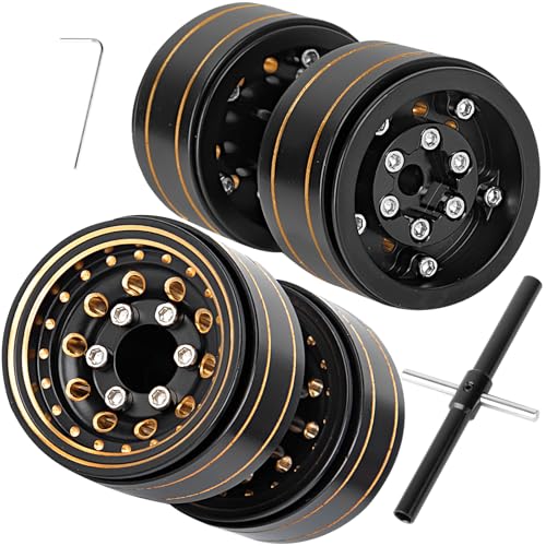 1.0" Beadlock Dually Wheel for 1/18 Trx4m,1/24 SCX24 RC Crawler Car,Brass 1.0 Beadlock Wheels Rims RC 1.0 Wheels Set,4pcs