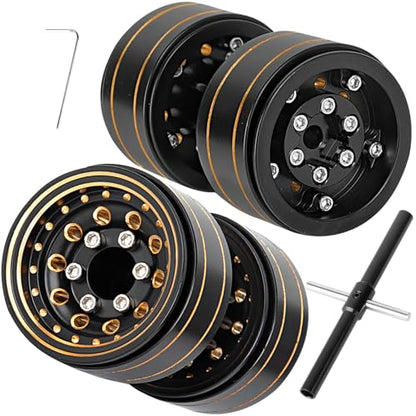 1.0" Beadlock Dually Wheel for 1/18 Trx4m,1/24 SCX24 RC Crawler Car,Brass 1.0 Beadlock Wheels Rims RC 1.0 Wheels Set,4pcs