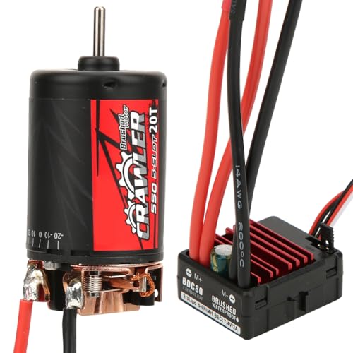 Surpass 550 Brushed Motor and BCD80A ESC High Combo for 1/10 RC Crawler Car Black Red 2 Units