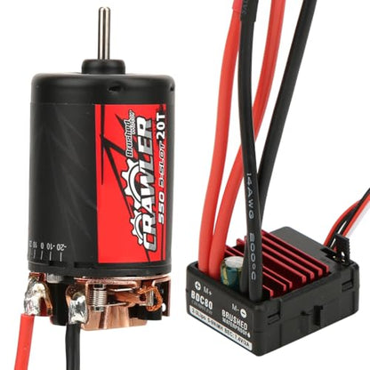 Surpass 550 Brushed Motor and BCD80A ESC High Combo for 1/10 RC Crawler Car Black Red 2 Units