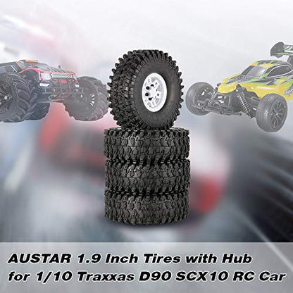 Goolsky 4Pcs AUSTAR AX-5020C 1.9 Inch 120mm Tires with Hub for 1/10 Traxxas Redcat SCX10 AXIAL RC4WD TF2 Rock Crawler
