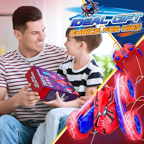 Excitobo Remote Control Car,RC Cars Boys Toys for 3 4 5 6 7 8 9 10 11 12 Year Old Boy Double Sided 360°Flip 4WD Rechargeable Drift RC Race Car Birthday Gifts Easter Basket Stuffers for Kids Age 3-12 - color: Red
