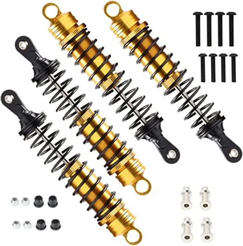 Aluminum 140mm rc shocks,Oil Adjustable RC Damper Set with Springs for 1/8 Rc Car Buggy Truck Hsp Hpi Losi Axial Upgraded Hop-Up Parts 4PCS/set(Yellow) - color: yellow