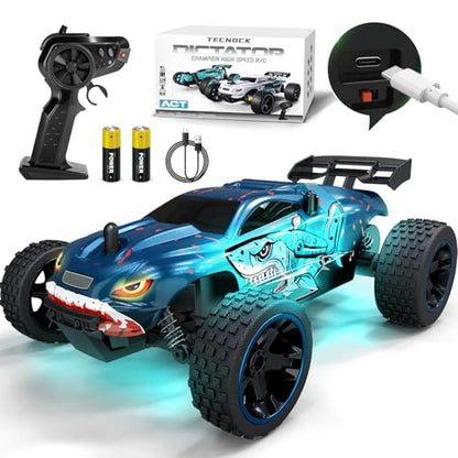 Tecnock RC Cars for Kids, 1:18 Scale 2WD RC Car with USB-C Easy Charging, 2.4GHz Remote Control Car with LED Lights & 50 Mins Playtime, Toys Gifts for Boys & Girls Ages 8-12 - color: Navy Blue