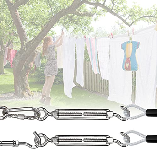 10Pack M6 Turnbuckle Hook and Eye, Stainless Steel Cables Wire Turnbuckles, Heavy Duty Turnbuckle for Wire Rope Tension, Cable Railing Hardware Kit for Sun Shade Sail, Tent Installation