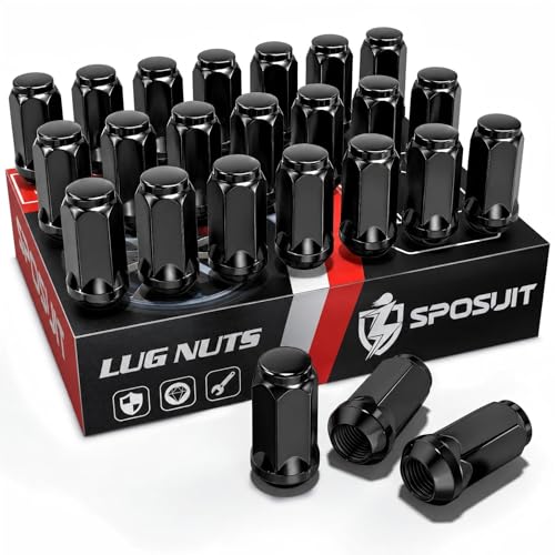 Sposuit M14x1.5 Lug Nuts - Replacement for 1999-2024 Chevy Silverado 1500, 2009-2024 Traverse, 2015-2024 Colorado, 2001-2024 Tahoe, 2007-2013 Avalanche - Closed End Black Lug Nut(24 Pcs) - color: Black, size: M14x1.5, style: 24 Pcs HexDrive
