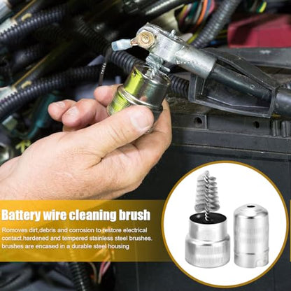 14PCS Car Battery Terminal Cleaners, 2PCS Vehicle Battery Post Terminal Cleaning Brushes & 12PCS Anti Corrosion Washers Protector Fiber Kit, Automotive Accessories, Universal Fit