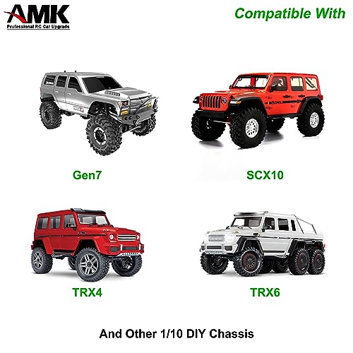 AMK Adjustable 1/10 Scale Bumper Mount Front Rear, Metal Bumper Kit with Modular Fairlead D-Ring Tow Strap for RC Crawler Axial SCX10 Element Enduro Gen7 Gen8 TRX6 TRX4 Upgrades (Purple) - color: Purple