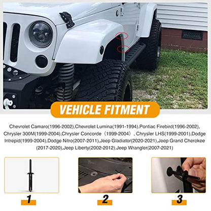 GOOACC 50Pcs 1/4" Hole Nylon Blind Rivets Fender Flare Bumper Door | Trim Plastic Rivet Retainer Compatible with Chrysler 6501559, 6506007AA GM 10184895 Ford N803862-S - color: 50Pcs 1/4" Hole Retainer