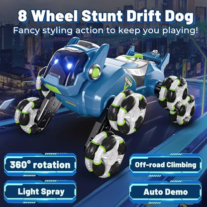 Gesture Sensing RC Stunt Car,Remote Control Car Toys for Ages 8-10-12,with Lights Music Spray,8WD 360° Spins All Terrains Kids Toys Car, 6-8 Year Old Boy Birthday Gift & 6-13 Best Gift for Kid - style: Wolverine