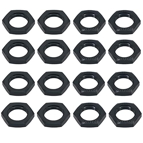 Aluminum 17mm Wheel Nut Thread 1.0mm for 1/7 1/8 RC Model Car ARRMA 6s HSP Redcat Himoto Monster Trucks Off Road Buggy Upgraded Parts 16 pcs/Set (Black) - color: Black