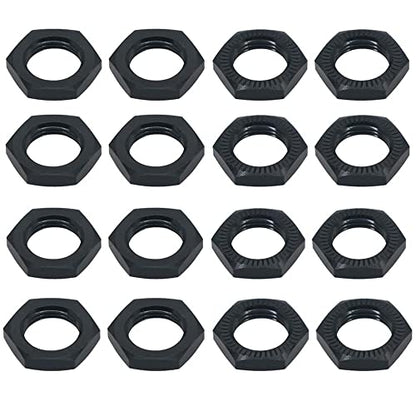 Aluminum 17mm Wheel Nut Thread 1.0mm for 1/7 1/8 RC Model Car ARRMA 6s HSP Redcat Himoto Monster Trucks Off Road Buggy Upgraded Parts 16 pcs/Set (Black) - color: Black