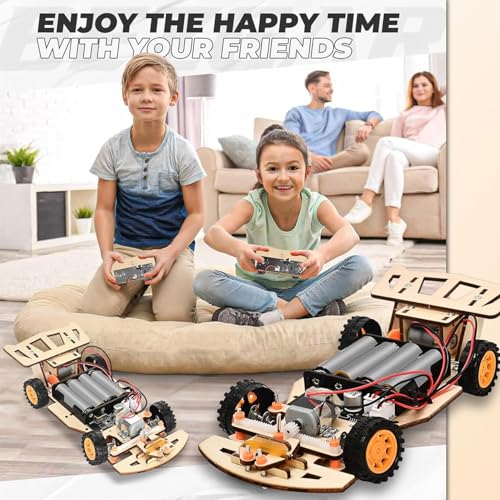 Self-Centering Steering Remote Control Car，STEM Projects for Kids Ages 8-12，Engineering kit, DIY rc car kit, STEM Kits for Kids Ages 8-12
