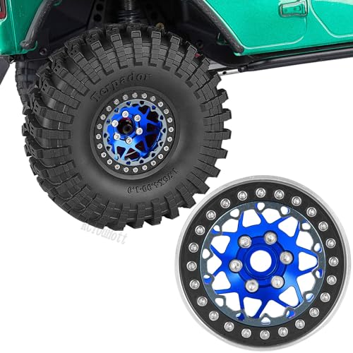 RC Aluminium 1.9 Beadlock Wheel Rims Set for 1/10 SCX10 90046 AXI03007 TRX4 TRX6 VS4-10 Gen7 Gen8 CFX MST D90 RC Crawler,(4PCS) 1.9 RC Beadlock Rims,1.9 rc Wheels,Navy Blue - color: Navy Blue- (Wheel Rims)