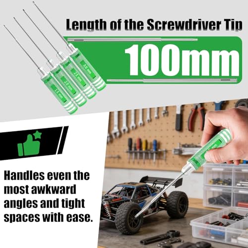 RC Hex Driver Set 1.5mm 2.0mm 2.5mm 3.0mm, Precision RC Screwdriver Tool Kit for SCX24 TRX4M TRX4 SCX10 Axial Traxxas ARRMA RC Crawler Cars - color: Green