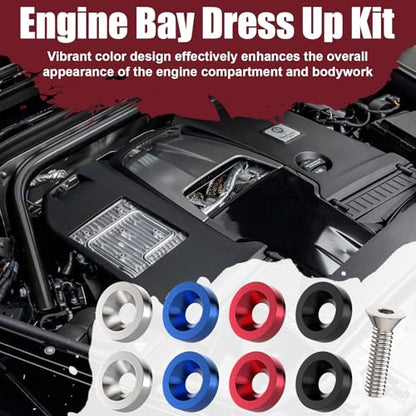 20 PCS Engine Dress Up Kit, CNC Finishing Fender Bumper Washers (Red) | M6 Aluminum Engine Bay Dress Up Kit, Fender Bolts for Trunk License Plate Frame - color: 20 pcs Red
