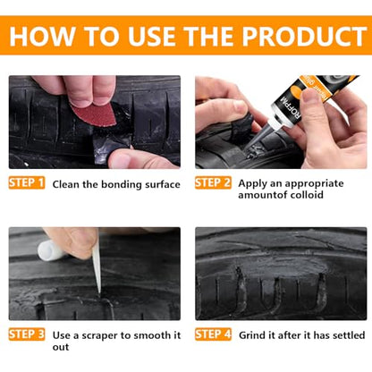 Tire Repair Rubber Cement Kit 100ml, Tire Sidewall Repair Glue Black | Automotive Tire Repair Adhesive Kit for Car, Trunk, Jeep, Rc, Bike, Motorcycle, Bicycle