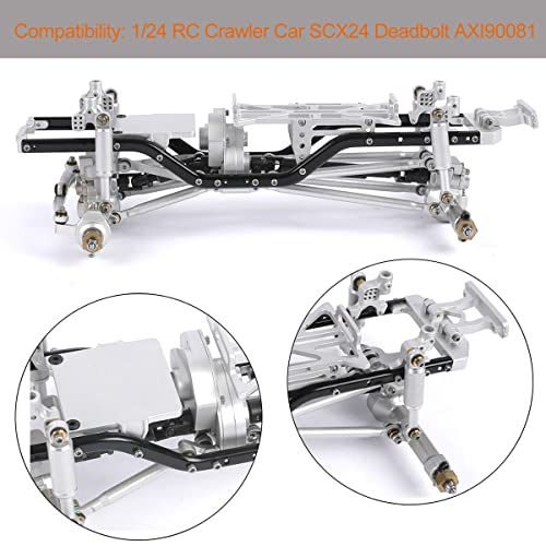 Metal Chassis Frame Assembled Kit for Axial SCX24 Deadbolt AXI90081 1/24 RC Crawler Car Upgrades (Silver) - color: Silver