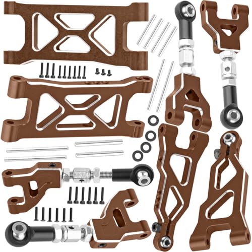 RC Suspension Arms Upgrades Parts for 1/16 Mojave Grom 223S DSC 4X4 RTR,1/16 Mojave Grom 4X4 RTR,Aluminum Front Rear Suspension A Arms Set Hops Up,Replace ARA330839+ARA330840,Bronze