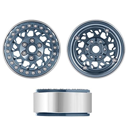 RCLIONS 1.9" Beadlock Wheels Aluminum Rims for AXIAL SCX10 TRX4 1/10th RC Crawler Truck Car (Titanium) - color: Titanium