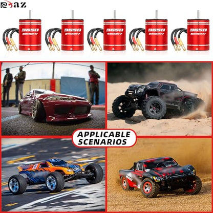 Metal 3650 Brushless Motor 3.175mm Shaft 2800KV Waterproof for 1/10 Scale RC Climb Slow Linear Off-Road Flat Running Road Racing Drifting TRX4 Slash Sledge SCX10 Arrma RC Car Boat (2800KV)