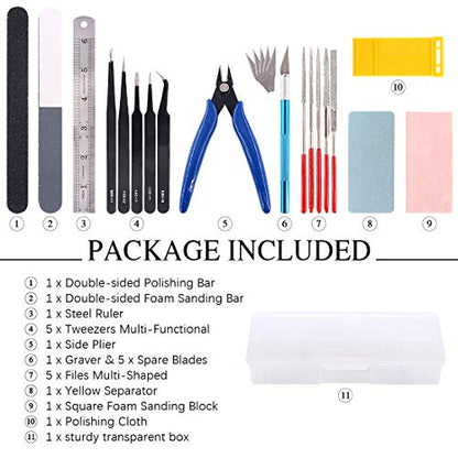 Keadic 26Pcs Modeler Basic Tools Craft Set Hobby Building Tools Kit Professional Modeler Basic Tools Craft Set for Basic Model Assembling