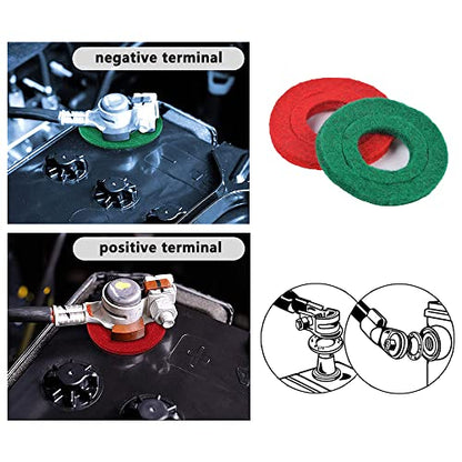 12 in 1 Battery Terminal Cleaner Kit - Must Have Tool Best for Extend Car Marine Battery Life with 10PCS Fiber Washers Protector and 2PCS Cleaning Brush