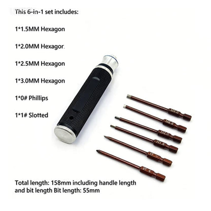 RC Car Repair Tool Set: Hex Screwdrivers 1.5, 2.0, 2.5, 3.0 Phillips Small Socket; Tie Rod Adjustment Tool Suitable for RC Cars and Drone Repair Screwdriver Set - color: Black