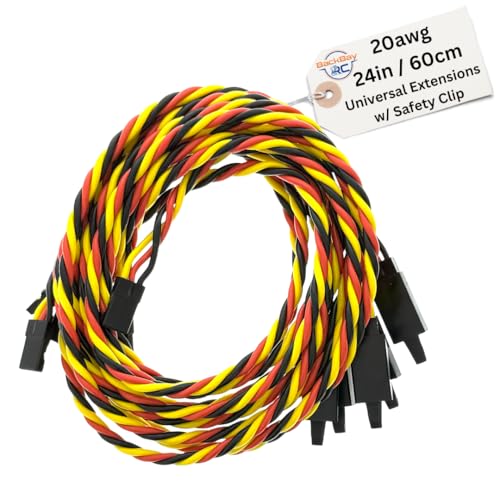 BackBayRC - 24in 20awg Male/Female w/Clip Universal Servo Extension - 5 Pack - style: 24in Male/Female Extension w/ Safety Clip