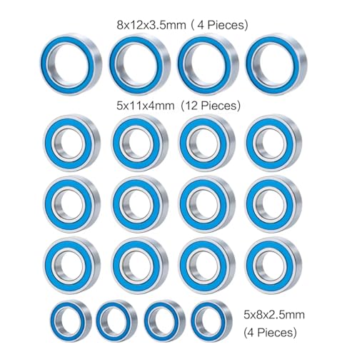 Rc Bearings for Tamiya for TT01 for TT-01 TT01D TT01E for TT02B 1/10 20PCS Sealed Bearing Set RC Crawler Car Chassis Upgrade Parts