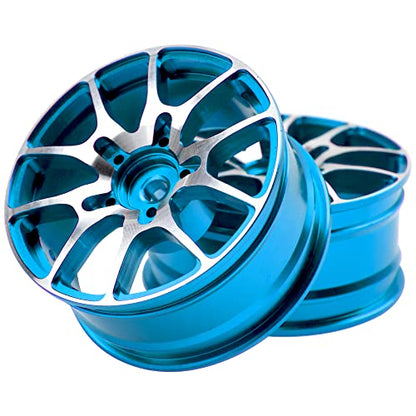 Aluminum Alloy 1/10 On-Road Racing Touring Drift Car Wheel Rims 12mm Hex Hub 26mm Width Compatible with Tamiya TT01 Kyosho RedCat Sakura D4 XIS HSP 1/10 RC Car (Blue) - color: Blue