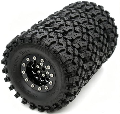 Brass 1.3 Beadlock Wheel Tires Set Sticky Soft Tires 70 * 26mm for Axial SCX24 AX24 TRX4M FCX24 Upgrade 1/24 1/18 RC Crawler Car (Black) YK - color: Black