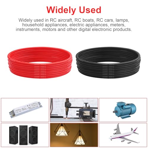 16 AWG Silicone Wire, 20 ft Red and 20 ft Black | Flexible fine-strand tinned copper cable with heat-resistant silicone insulation for batteries, RC and electronics wiring. - style: 16awg/40ft