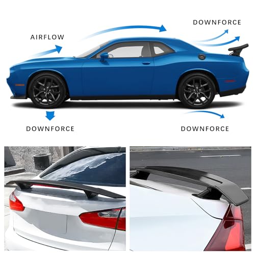 JMTBNO 46Inch Universal Rear Spoiler, Black Sport Style Racing Spoiler Truck Wing Lightweight,Rear Trunk Spoiler Wing Lid Tail Deck Spoiler Fit for Sedan Coupe Hatchback - color: Matt Black