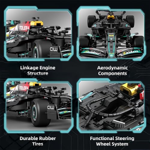 Reobrix F1-Style Race Car Building Set for Adults, 1:8 Scale Open-Wheel Model Kit, 3473 PCS Large Display Car with Working Steering, Suspension & Rubber Tires, Gift for Motorsport Fans 14+