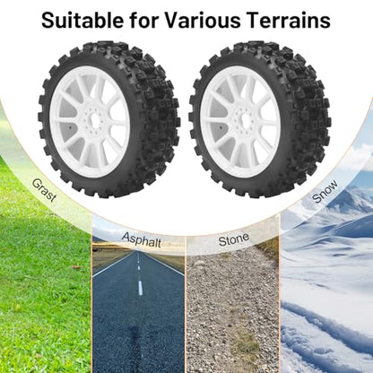 1/8 RC Car Tires and Wheels, daitoku 17mm Hex RC Buggy Tires for 1/8 Arrma Typhon 3S 6S HSP Kyosho MP10 (White)