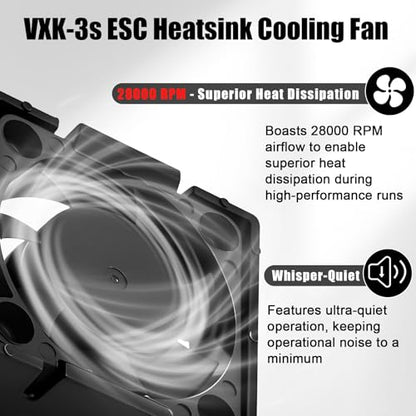 VXL-3s ESC Heat Sink Cooling Fan 28000RPM ESC Fan Heatsink for 1/8 1/10 RC Car Truck, Compatible with Traxxas Bandit/Slash/Stampede/Rustler 2WD/4X4 VXL-3s, Replace for #3340 Velineon(Black) - style: Black