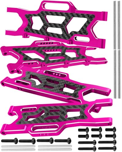 RC Alloy Suspension Arms Upgrades Part for 1/10 Outcast 4x4 4S V2 BLX,Kraton 4x4 4S V2 BLX,Front Rear A Arms Suspension Arms Hops Up,Replace ARA330711 ARA330710,Pink - color: Pink(4pcs)