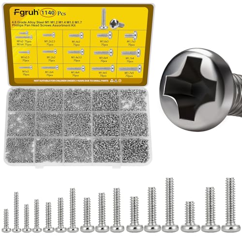 1140PCS Micro Small Pan Head Machine Screws Assortment Kit,M1 M1.2 M1.4 M1.6 M1.7 Tiny Screws for Electronics,Eyeglasses, Watches, Clocks - size: M1M1.2M1.4M1.6M1.7 1140pcs