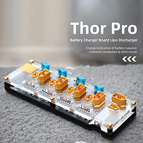 HGLRC 40A 4-Port Lipo Battery Balance Charger, Thor 6S Parallel Charging Board, with XT60/XT30 Plugs, Compatible with ISDT/IMAX/HOTA Chargers for 2-6S FPV Drone Batteries