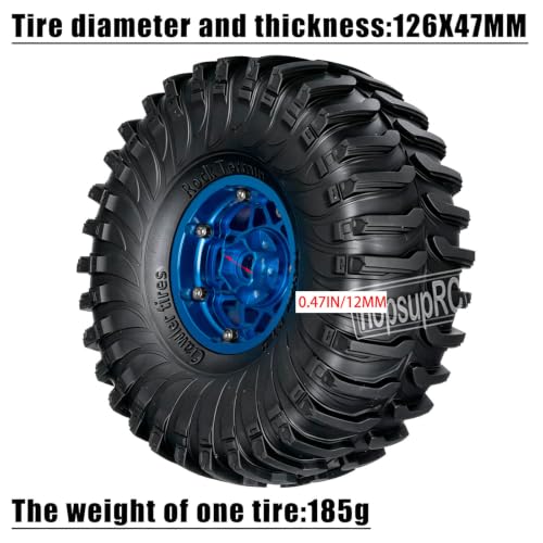 1.9 RC Wheels and Tires for 1/10 SCX10 90046 AXI03007 TRX4 TRX6 VS4-10 Gen7 Gen8 MST CFX D90.Aluminium RC Truck Tires Highway Tires 1.9" RC Wheels 1.9 Beadlock Wheel Rim RC Tires,Navy Blue - color: Navy Blue(1.9tires)