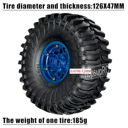 1.9 RC Wheels and Tires for 1/10 SCX10 90046 AXI03007 TRX4 TRX6 VS4-10 Gen7 Gen8 MST CFX D90.Aluminium RC Truck Tires Highway Tires 1.9" RC Wheels 1.9 Beadlock Wheel Rim RC Tires,Navy Blue - color: Navy Blue(1.9tires)