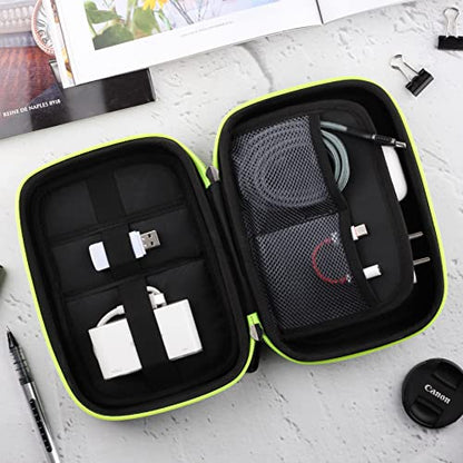Portable Pouch For Electronic Accessories Usb Cables, Power Bank, Battery, Portable Hard Drive, Sd Memory Card, Earphones, Travel Gadgets Travel Friendly Case(Black&Green) - style: Organizer Bag