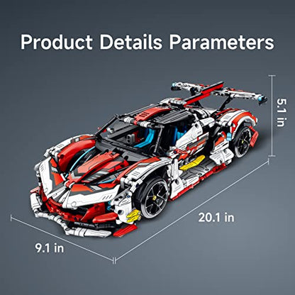 OWNONE 1 Super Car Building Kits - with Easy Drifting Wheels, Remote Control Function, Electric Gull-Wing Doors - Collectible 1:10 Scale Model Technique Car Building Blocks Set for Adults (2277 PCS)