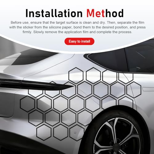 30 Grids Honeycomb Graphic Stickers, Reflective Hexagon Pattern Car Side Body Decals, Waterproof Automotive Body Modification Vinyl Decal, Universal for Car,Truck, SUV (Black) - color: Black
