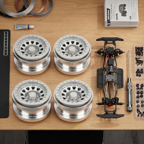 VBESTLIFE 4 PCS 2.9 Inch Wheels 12 Hole Alloy Wheels, 1/6 RC Car Wheels for AXAIL SCX6 1/6 RC Car - color: Silver