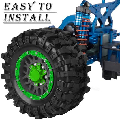 12mm/14mm/17mm RC Truck Wheel Tires for 1/10 Rustler Stampede Hoss,Granite Vorteks Big Rock,Axia 1 L0si Red cat Rc 4wd,Hard Plastic RC Truck Tires,RC Monster Truck Car Wheels,4PCS Green - color: Green&black